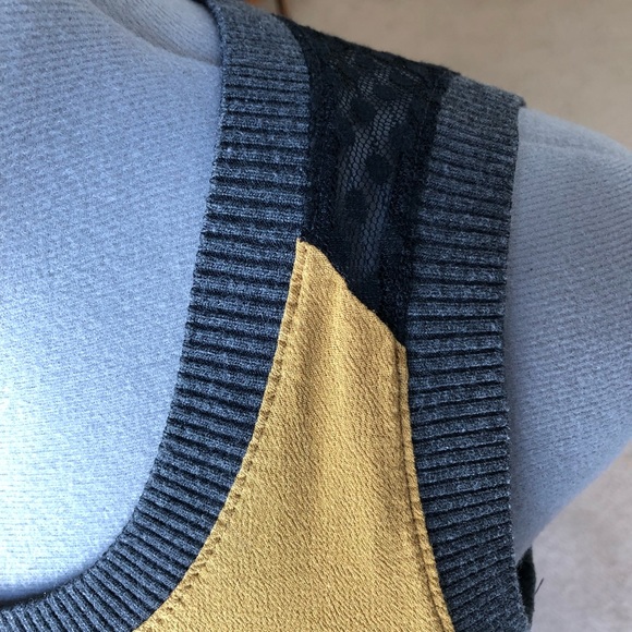 Mustard + Grey + Black Lace Tank Top - Picture 5 of 7